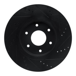 Infiniti QX56 Brake Rotor (1) - Front Left - R1 Concepts - Drilled & Slotted - Black - `05-`07